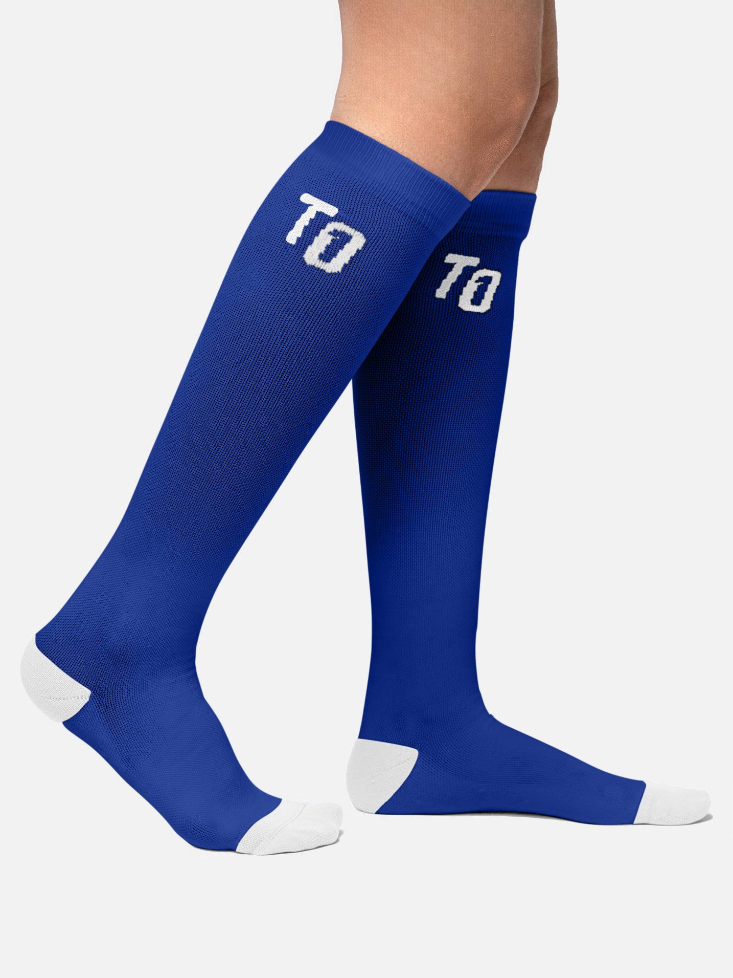 20-30 mmHg | Knee High Compression Sock | Navy & White - TierOne Compression